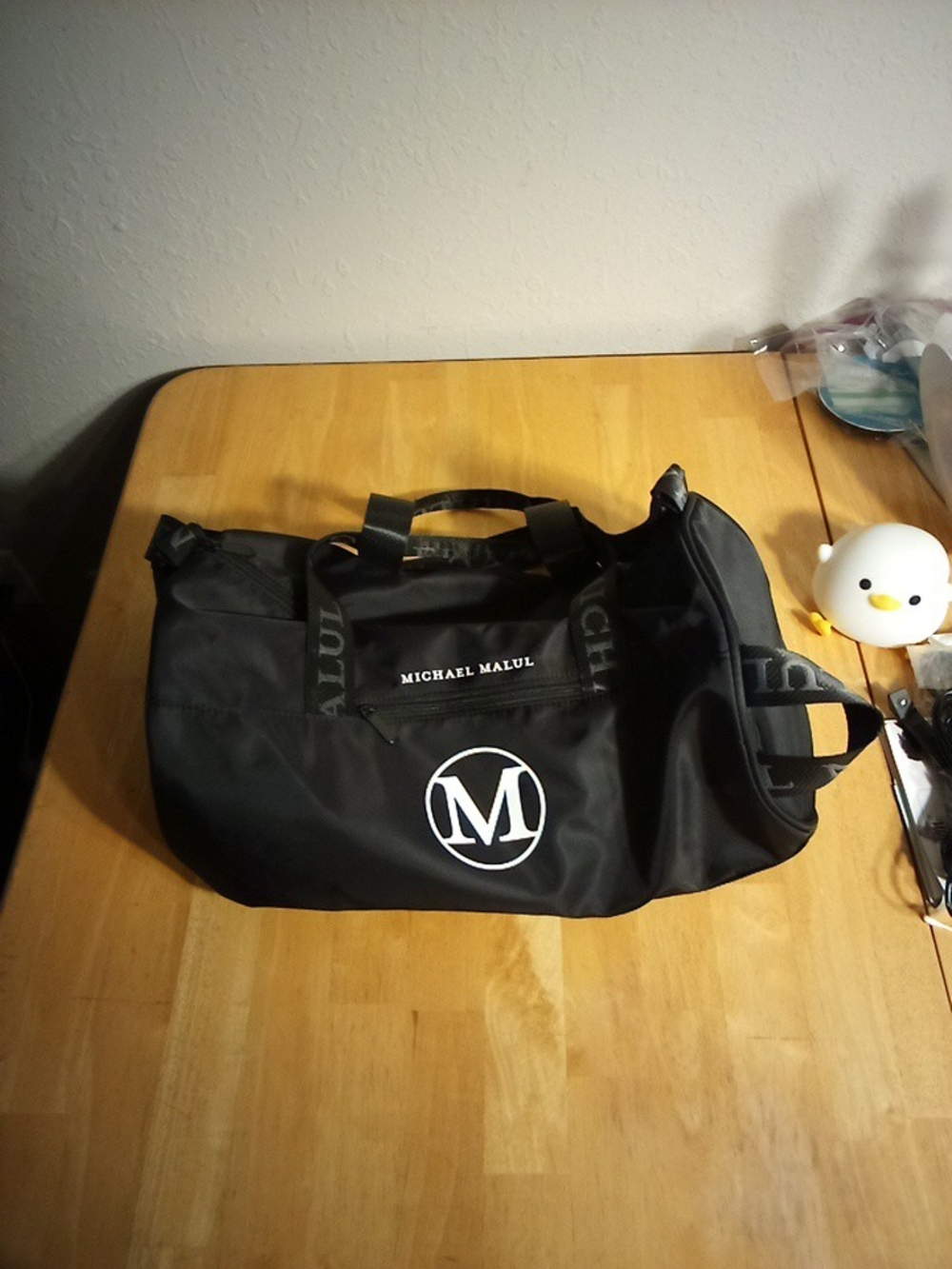 Michael Mulil Black Duffel Bag with Logo